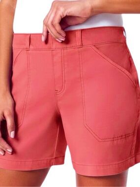 NWT SPANX Island Red Stretch Cotton Twill Chino Shorts Size XL Coral Pink